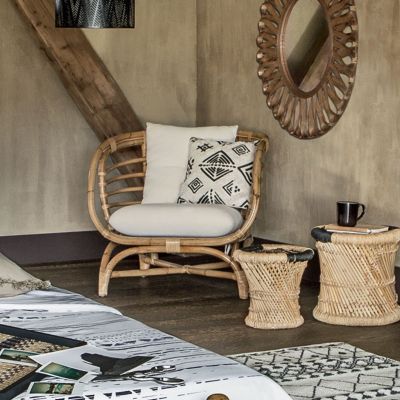 Fauteuil en Teck & Rotin Timor 80cm Naturel