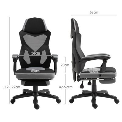 WYLEBER Housse De Chaise Gaming Extensible Dark Gray - Protection Antidérapante Pour Fauteuil Rotatif Avec Accoudoirs