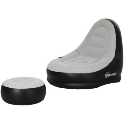 Fauteuil gonflable ultra détente avec repose-pieds PVC flocage grand confort