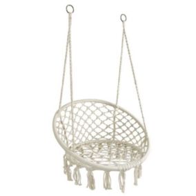 Fauteuil hamac rond en coton et métal - Marque - Modèle - Ecru - Macramé - Jardin