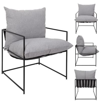 Fauteuil - HOME DECO FACTORY - Jonas - Design - Chic - Gris et Noir