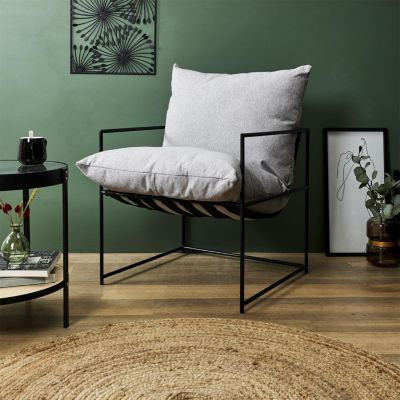 Fauteuil - HOME DECO FACTORY - Jonas - Design - Chic - Gris et Noir