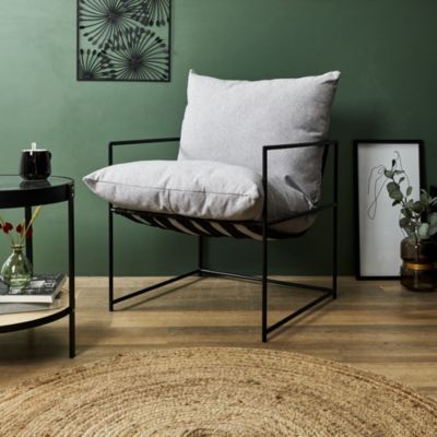 Fauteuil - HOME DECO FACTORY - Jonas - Design - Chic - Gris et Noir