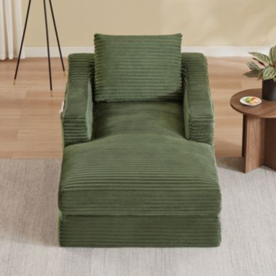 Fauteuil inclinable 1 place velours côtelé, double couche, convertible en lit, salon et chambre