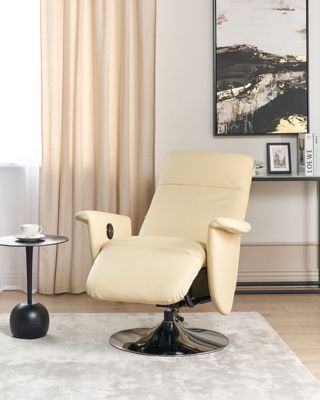 Fauteuil inclinable PRIME Repose-pieds inclus Cuir PU Beige clair