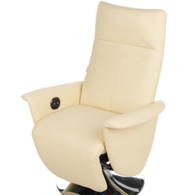 Fauteuil inclinable PRIME Repose-pieds inclus Cuir PU Beige clair