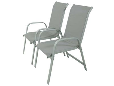 Fauteuil jardin AluTextilène "Porto"  Phoenix  Gris clair  Lot de 2