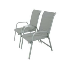 Fauteuil jardin AluTextilène "Porto"  Phoenix  Gris clair  Lot de 2