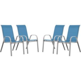 Fauteuil jardin Textilène "Cordoba"  Phoenix  Bleu  Lot de 4