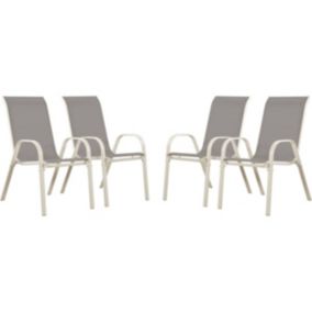 Fauteuil jardin Textilène "Cordoba"  Phoenix  Gris clair  Lot de 4