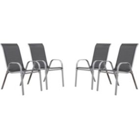 Fauteuil jardin Textilène "Cordoba"  Phoenix  Gris foncéArgenté  Lot de 4