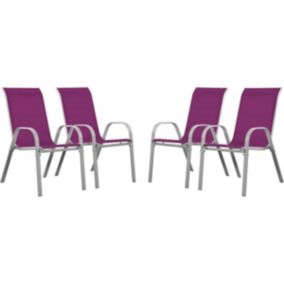 Fauteuil jardin Textilène "Cordoba"  Phoenix  Rose  Lot de 4