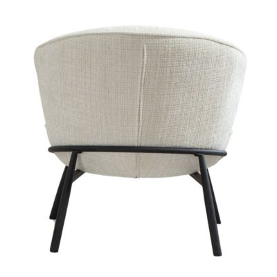 Fauteuil lounge en tissu chenillé blanc piètement métal noir - GASBY