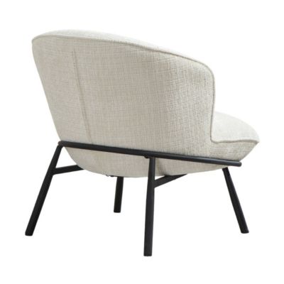 Fauteuil lounge en tissu chenillé blanc piètement métal noir - GASBY