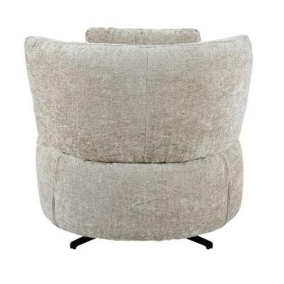 Fauteuil lounge pivotant en tissu chenillé beige piètement métal noir avec coussin dorsal - MIRAGE