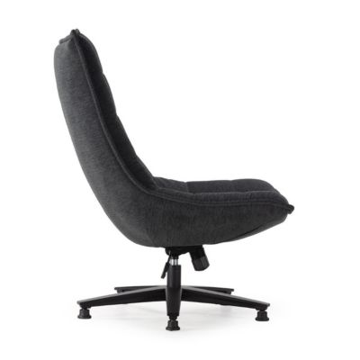 Fauteuil lounge pivotant tissu maille douce gris foncé pied étoile métal noir - CEVIA
