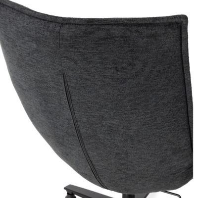 Fauteuil lounge pivotant tissu maille douce gris foncé pied étoile métal noir - CEVIA