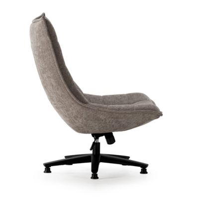 Fauteuil lounge pivotant tissu maille douce taupe pied étoile métal noir - CEVIA