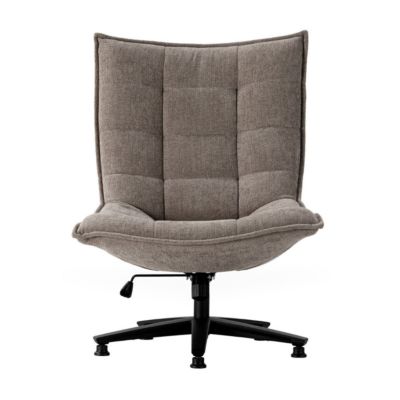 Fauteuil lounge pivotant tissu maille douce taupe pied étoile métal noir - CEVIA