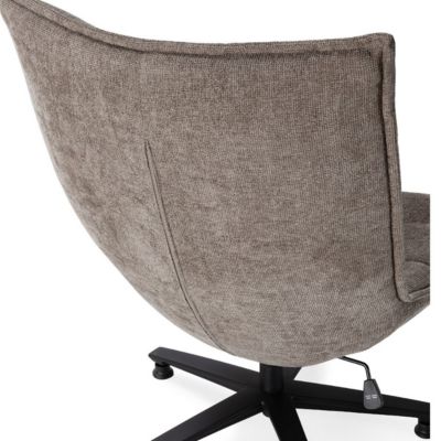 Fauteuil lounge pivotant tissu maille douce taupe pied étoile métal noir - CEVIA