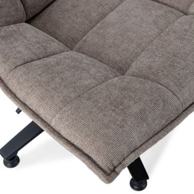 Fauteuil lounge pivotant tissu maille douce taupe pied étoile métal noir - CEVIA