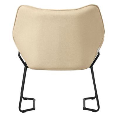 Fauteuil lounge Sand, fauteuil de relaxation avec revêtement en lin et pieds métalliques noirs