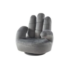 Fauteuil main enfant pivotant en velours CATCHY - Anthracite