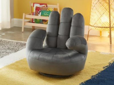 Fauteuil main enfant pivotant en velours CATCHY - Anthracite