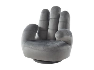 Fauteuil main enfant pivotant en velours CATCHY - Anthracite