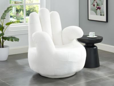 Fauteuil main pivotant CATCHY en fausse fourrure -  Blanc