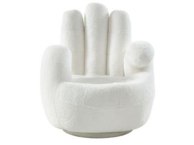 Fauteuil main pivotant CATCHY en fausse fourrure -  Blanc