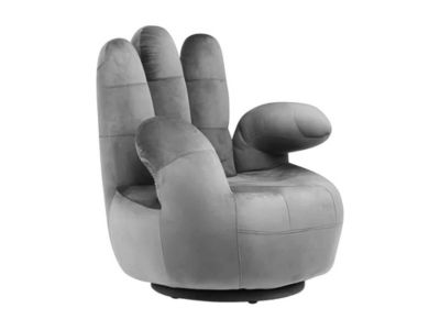 Fauteuil main pivotant CATCHY en velours - Anthracite