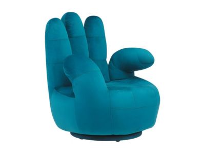 Fauteuil main pivotant CATCHY en velours - Bleu canard