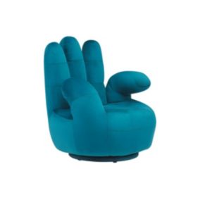 Fauteuil main pivotant CATCHY en velours - Bleu canard