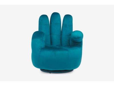 Fauteuil main pivotant CATCHY en velours - Bleu canard