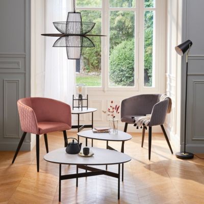 Fauteuil Marlo - noir - velours - Atmosphera