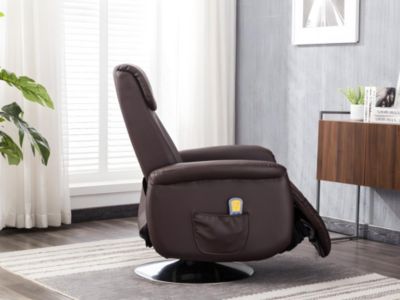 Fauteuil massant KOSTAS en simili - Marron