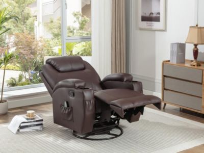 Fauteuil massant SILVANO en simili - Marron