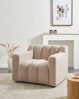 Fauteuil moderne en bouclé beige AGERUP