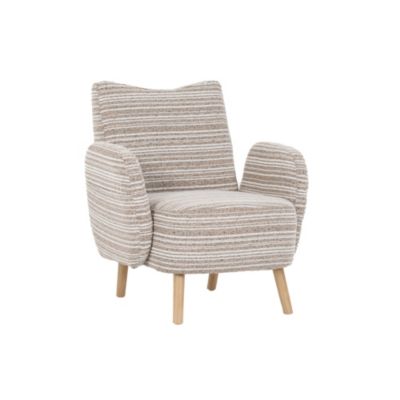 Fauteuil Moderne en Tissu Bouclé Motif Rond, Poche Latérale et Pieds en Bois Massif - Confortable pour Salon/Chambre/Bureau - Kaki