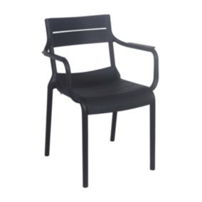 Fauteuil noir de terrasse en plastique  Oviala