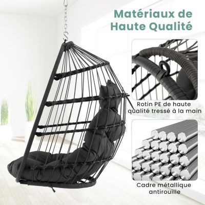 Chaise Hamac Suspendue Avec Coussins - Max 150 Kg - Kit Matériel De