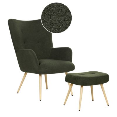Fauteuil à oreilles VEJLE Bouclé Vert foncé