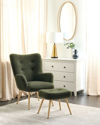 Fauteuil à oreilles VEJLE Bouclé Vert foncé