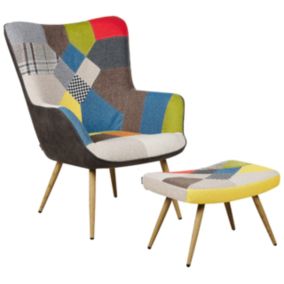 Fauteuil à oreilles VEJLE Tissu Multicolore