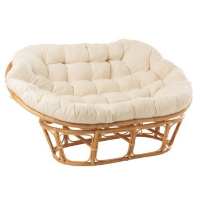 Fauteuil papasan double en rotin beige  - MIKA