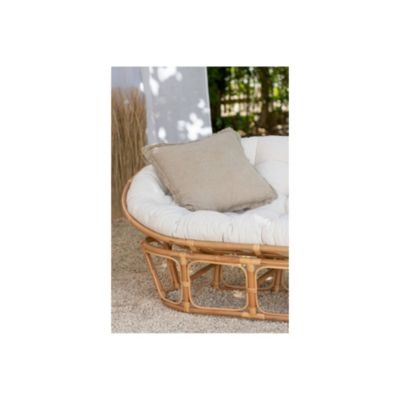 Fauteuil papasan double en rotin beige  - MIKA