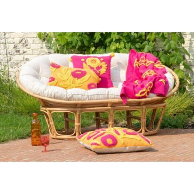 Fauteuil papasan double en rotin beige  - MIKA