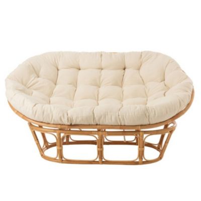 Fauteuil papasan double en rotin beige  - MIKA