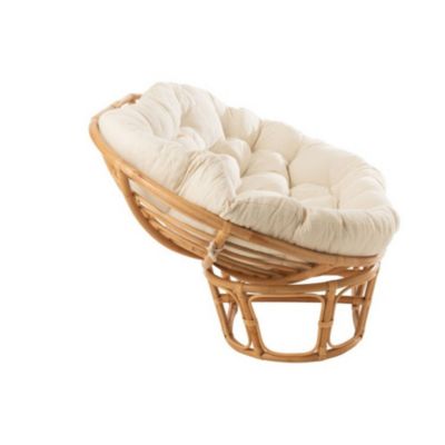 Fauteuil papasan double en rotin beige  - MIKA